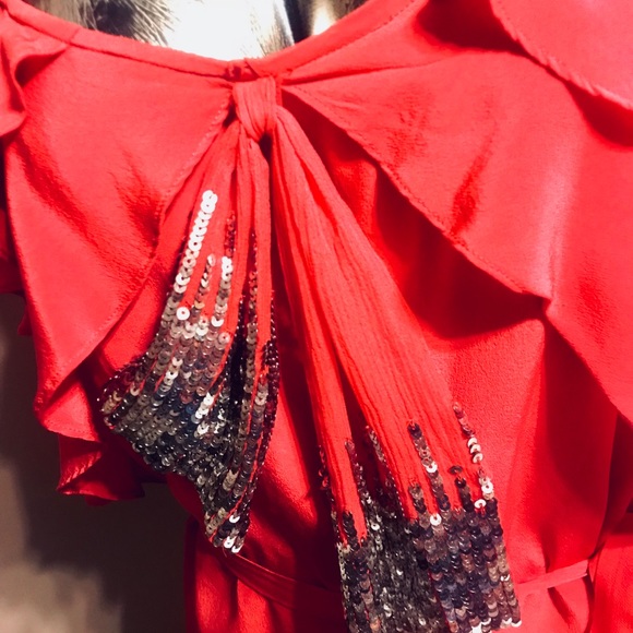 ❤️NWT Rachel Zoe BY ZOE Unique Red Silk Dress - Picture 4 of 7